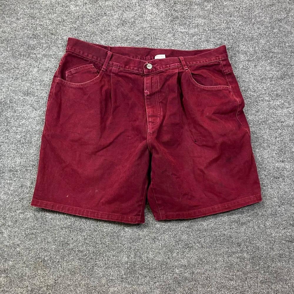 Vintage Rodin International Denim Shorts Men's Burgundy High Rise USA Made - W40